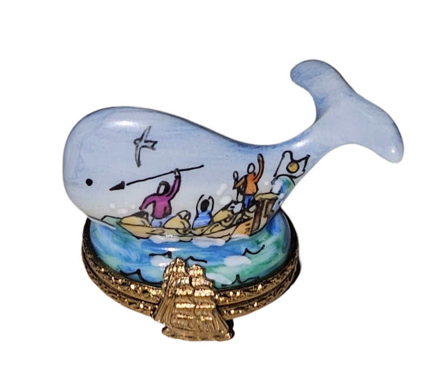 Charming Whale Fisherman Limoges Box Porcelain Limoges Beach fish ocean French Trinket Box