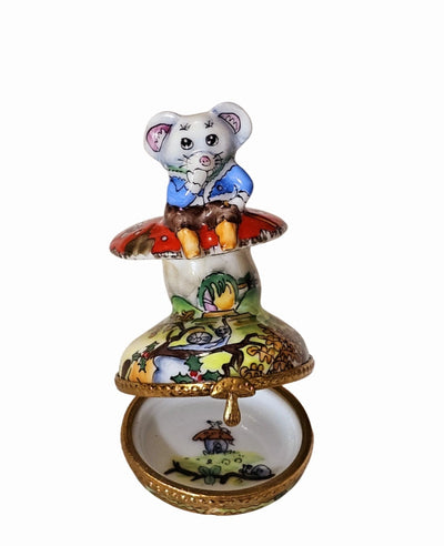 Charming Mouse on Mushroom Box