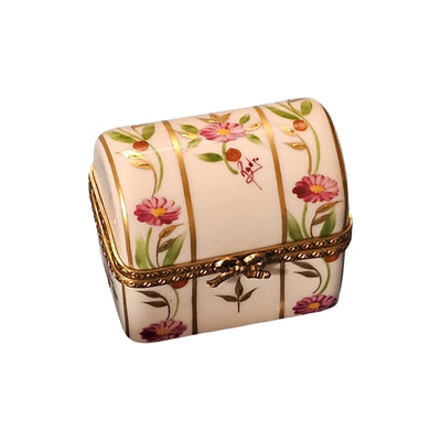 Pink Floral Limoges Chest Porcelain Limoges traditional French Trinket Box