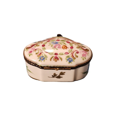 Scalloped Limoges Box with Flowers Porcelain Limoges traditional French Trinket Box