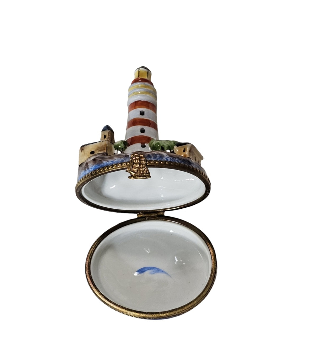 Lighthouse Coastal Treasure Box Porcelain Limoges beach travel French Trinket Box