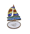 Vibrant Limoges Sailboat Box Porcelain Limoges Vehicle beach sports French Trinket Box