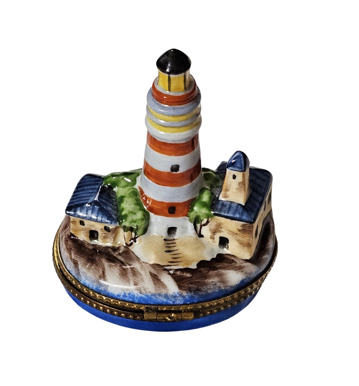 Lighthouse Coastal Treasure Box Porcelain Limoges beach travel French Trinket Box