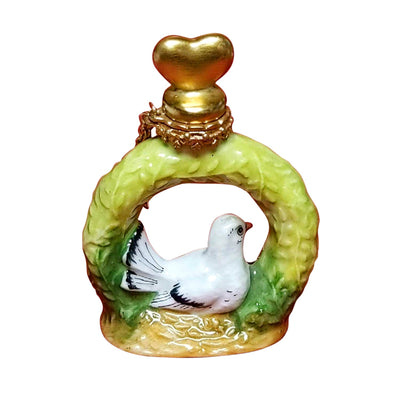 Dove in Wreath Limoges Box with Perfume Bottles