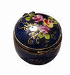 Cobalt Blue Rose Adorned Box Porcelain Limoges traditional French Trinket Box