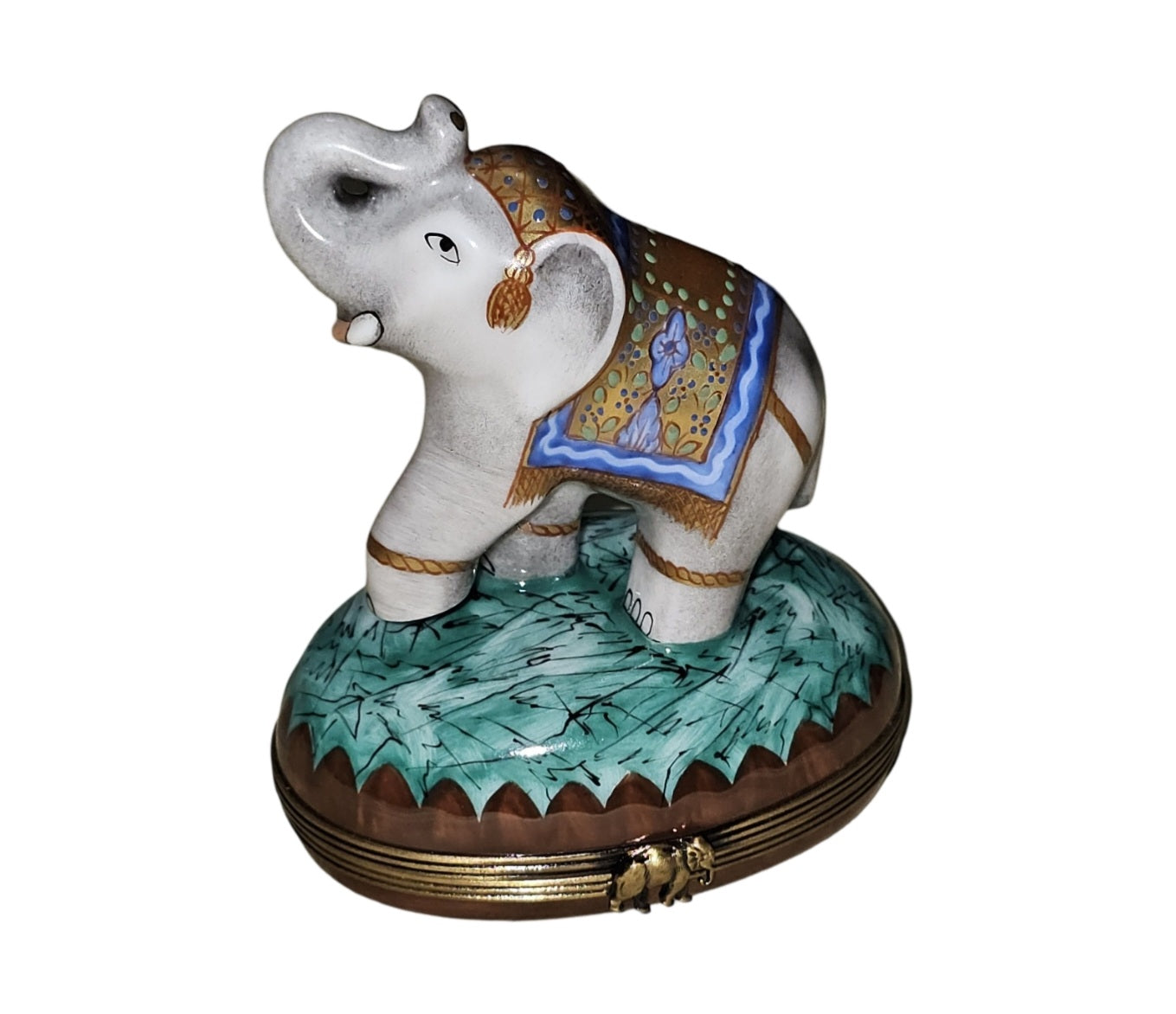 Elegant Trunk-Up Elephant Figurine Porcelain Limoges Wild kids French Trinket Box