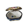 Elegant Blue Floral Limoges Box Porcelain Limoges traditional French Trinket Box