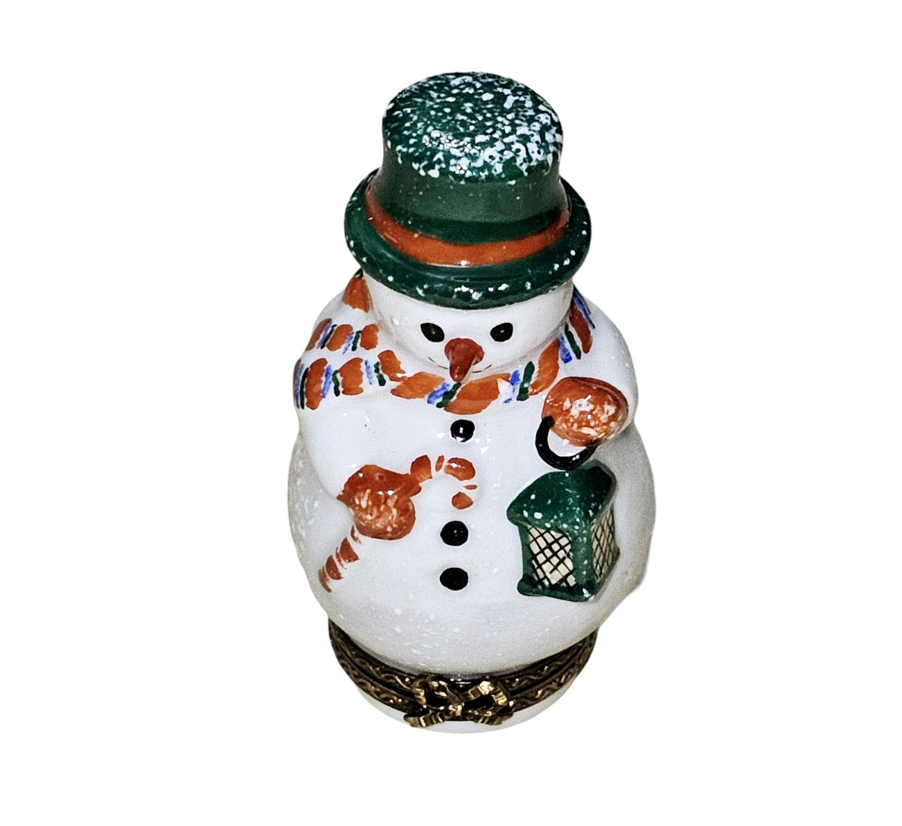 Snowman Lantern Limoges Box Porcelain Limoges Snowman French Trinket Box