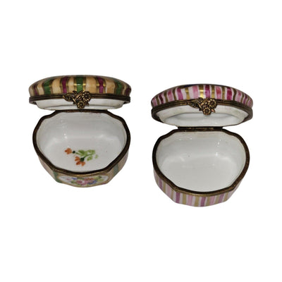 Pink Floral Striped Limoges Box for Home Decor