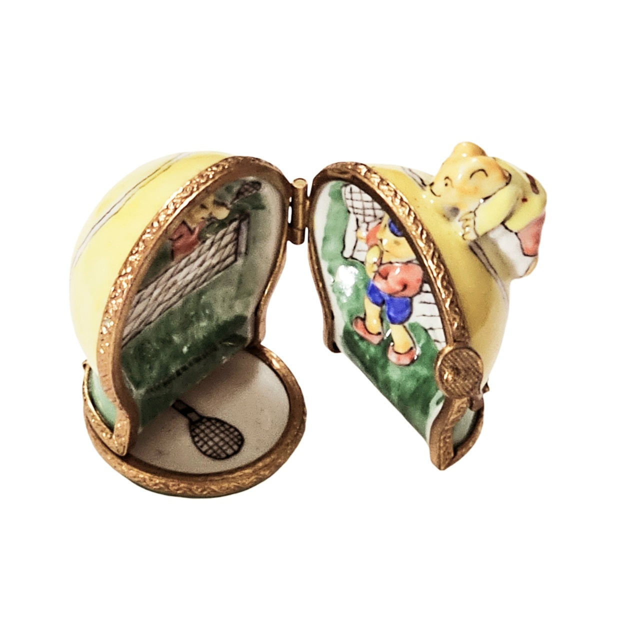 Mice Playing Tennis Limoges Box Porcelain Limoges mouse sports French Trinket Box