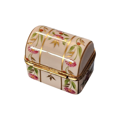 Pink Floral Limoges Chest Porcelain Limoges traditional French Trinket Box