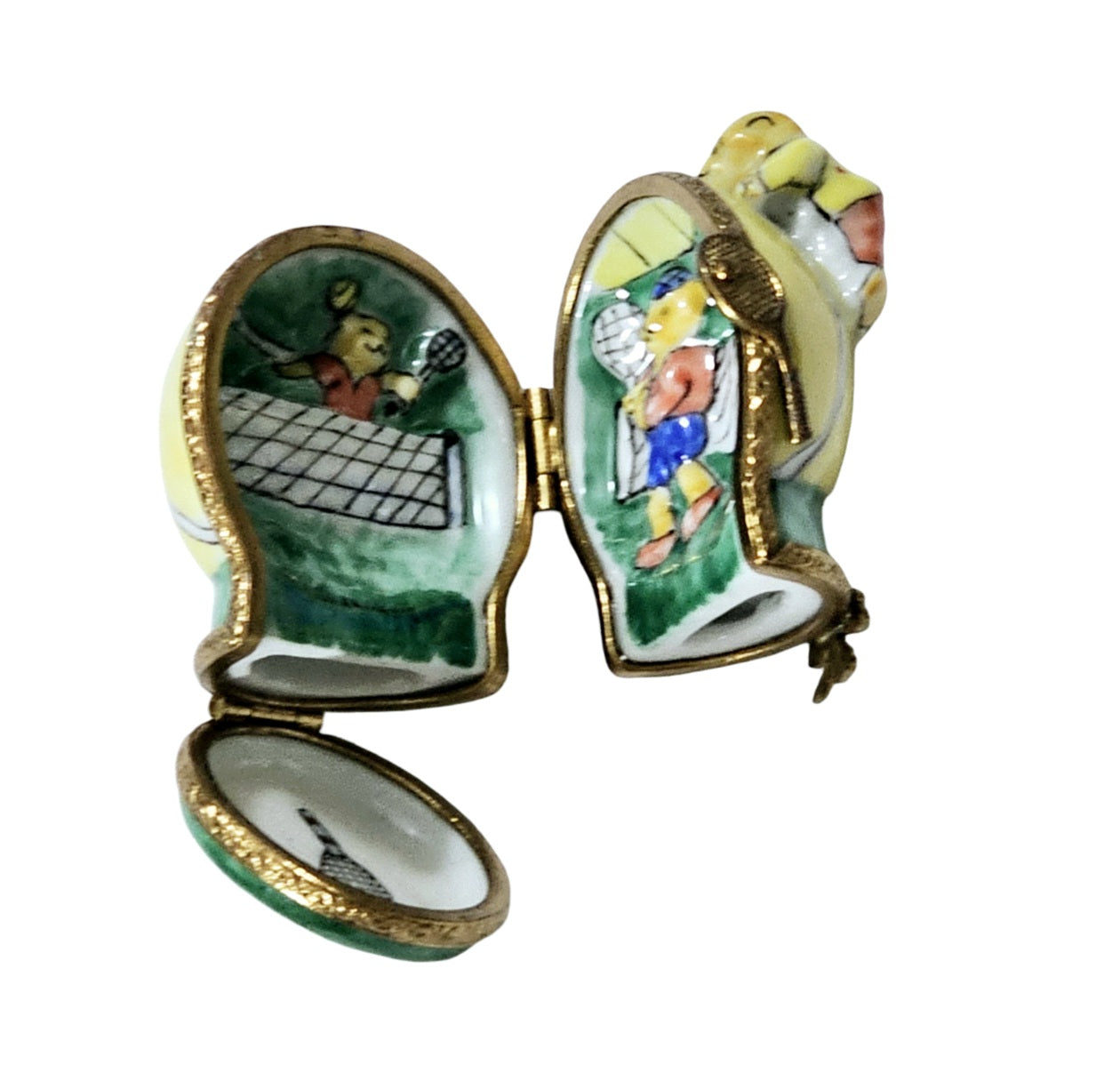 Mice Playing Tennis Limoges Box Porcelain Limoges mouse sports French Trinket Box