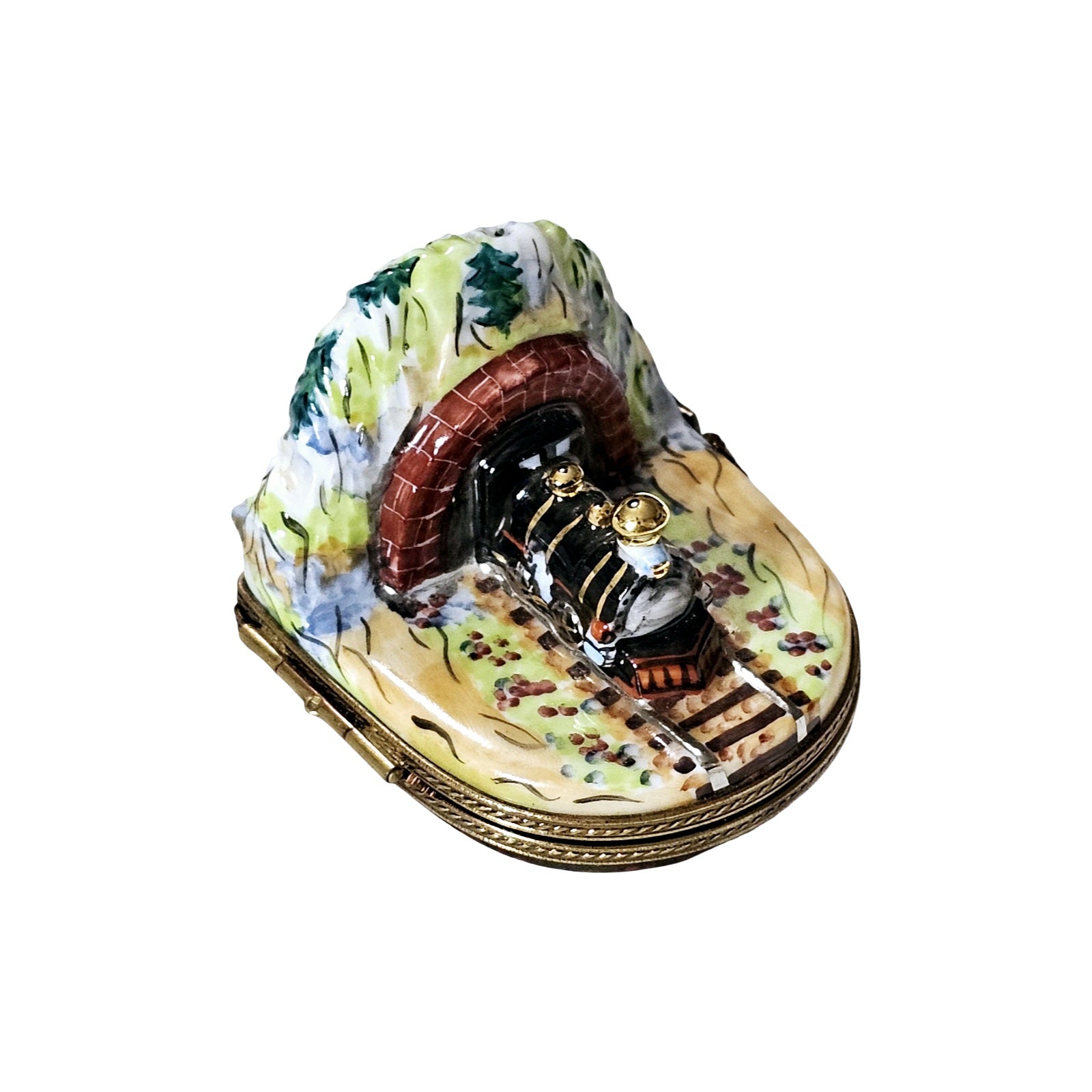 Train in Tunnel Limoges Box Porcelain Limoges train French Trinket Box