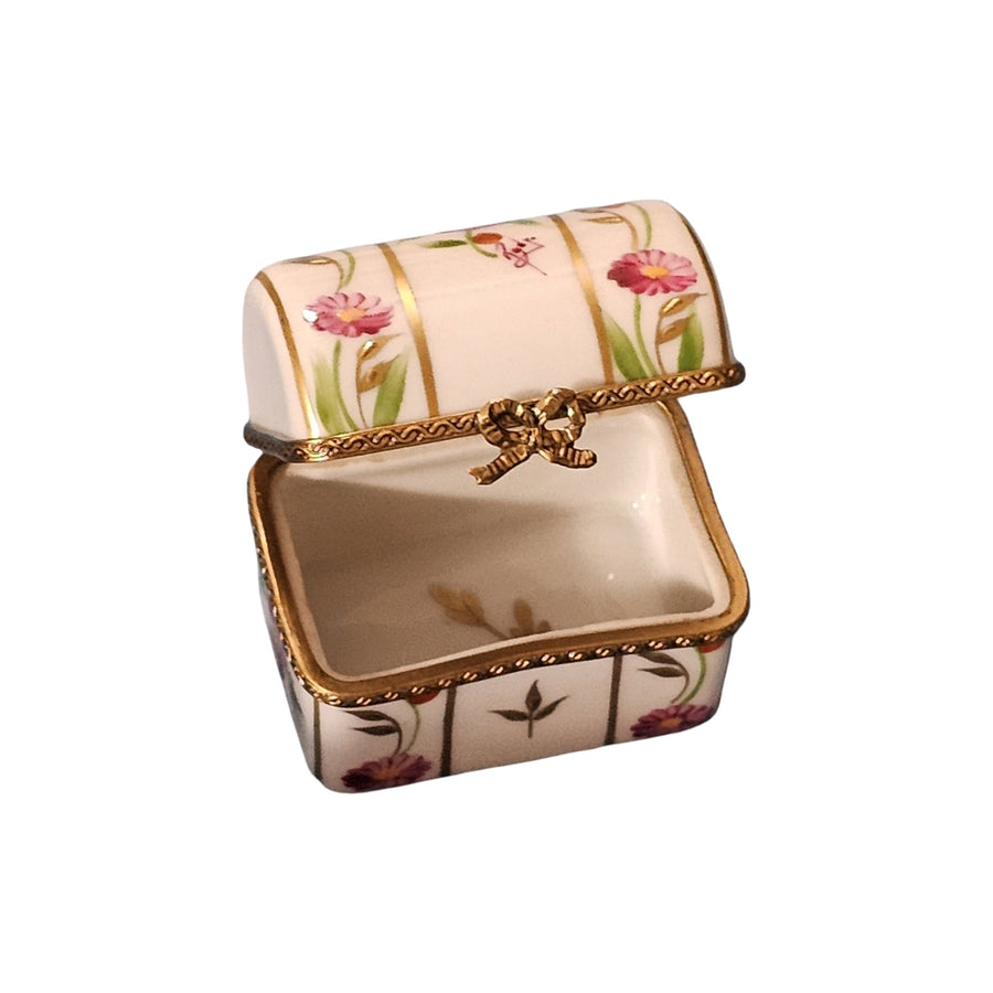 Pink Floral Limoges Chest Porcelain Limoges traditional French Trinket Box