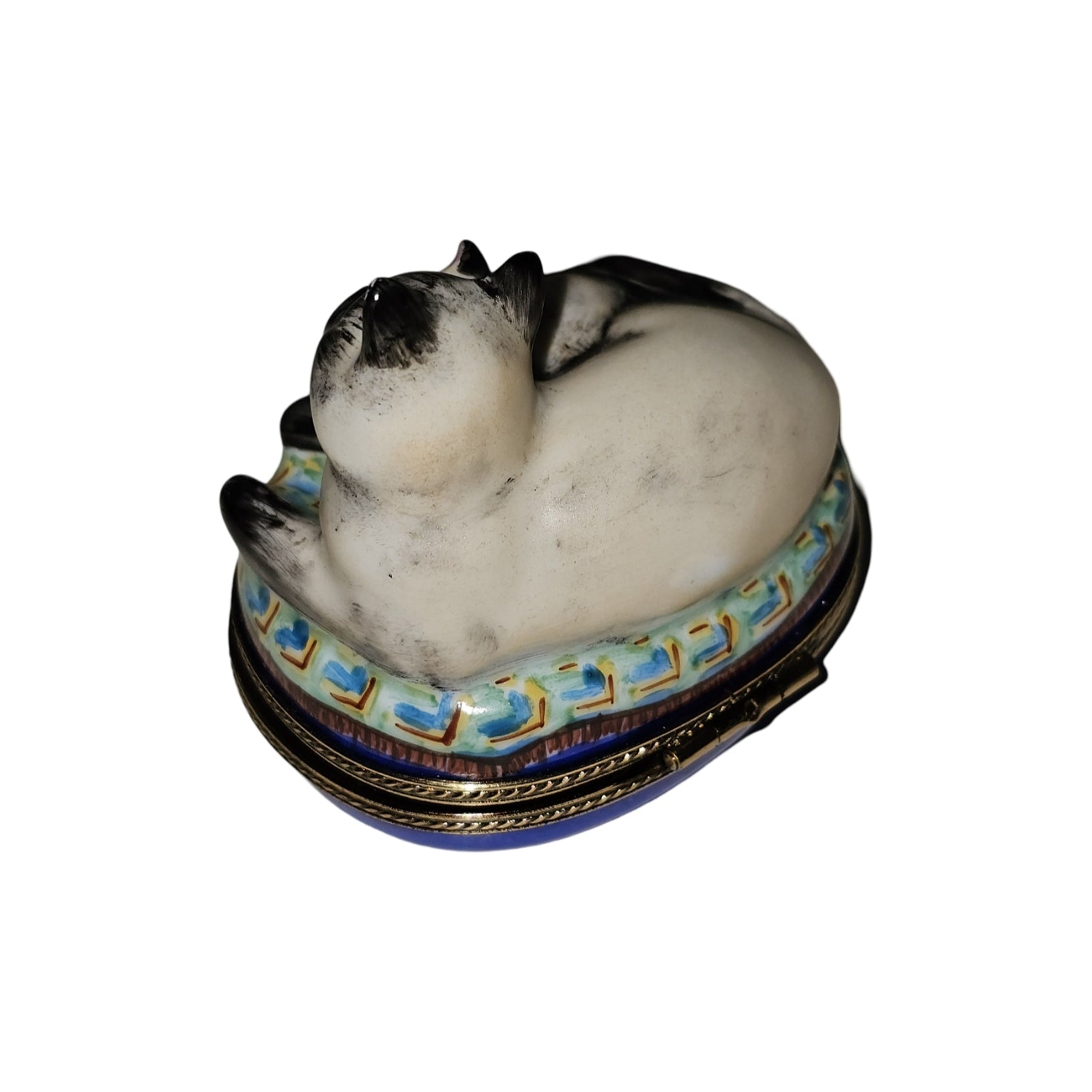 Siamese Cat and Kitten Delight Porcelain Limoges Cat French Trinket Box