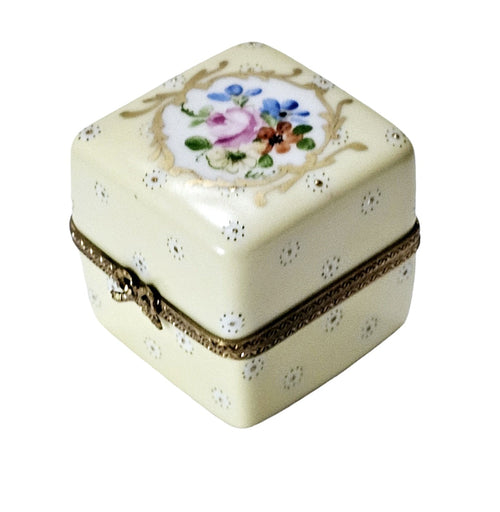 Light Yellow Floral Limoges Box Porcelain Limoges traditional French Trinket Box