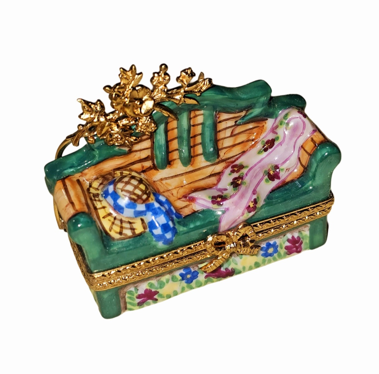 Charming Garden Bench Box Porcelain Limoges Garden home French Trinket Box