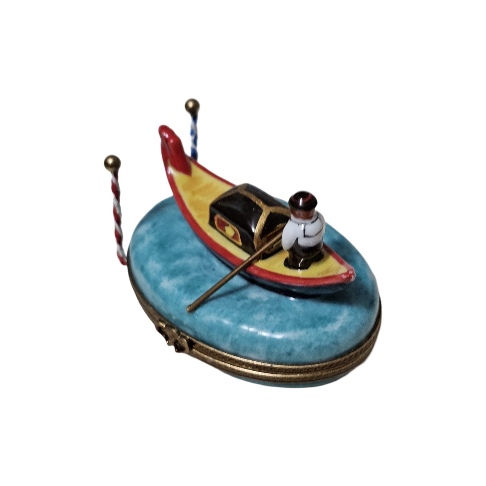 Venetian Gondola Treasure Box Porcelain Limoges Travel vehicle French Trinket Box