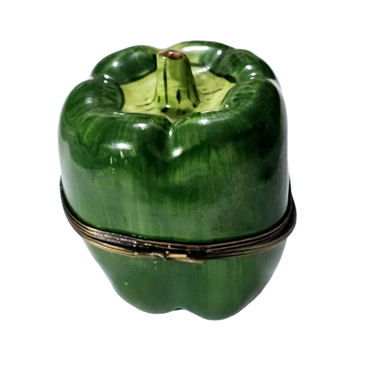 Green Pepper With Adorable Bee Porcelain Limoges vegetable French Trinket Box