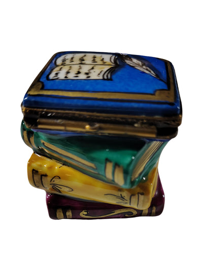 Handcrafted Limoges Stack of Books for Book Lovers