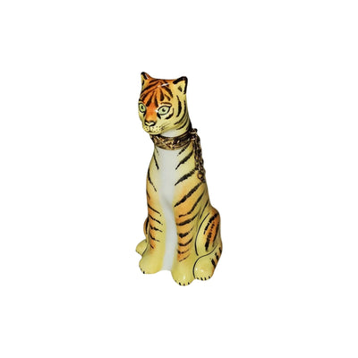 Majestic Tiger Figurine Box Porcelain Limoges cat wild animals French Trinket Box