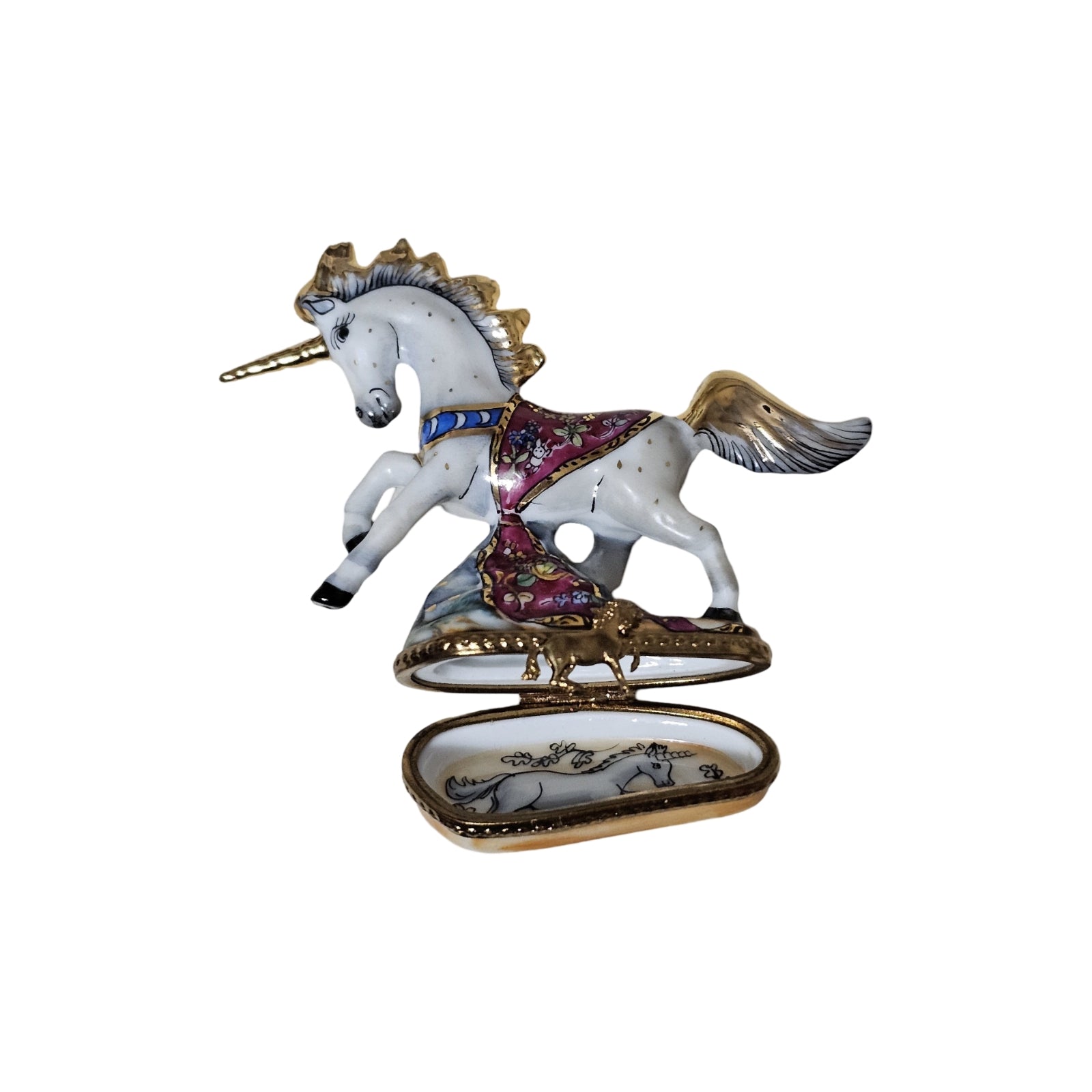 Magical White Unicorn Limoges Box Porcelain Limoges Myth fairy baby art French Trinket Box