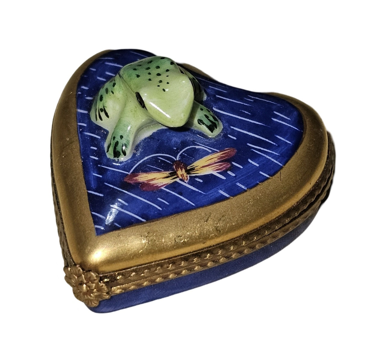Frog Heart Elegance Limoges Box Porcelain Limoges Frog turtle French Trinket Box