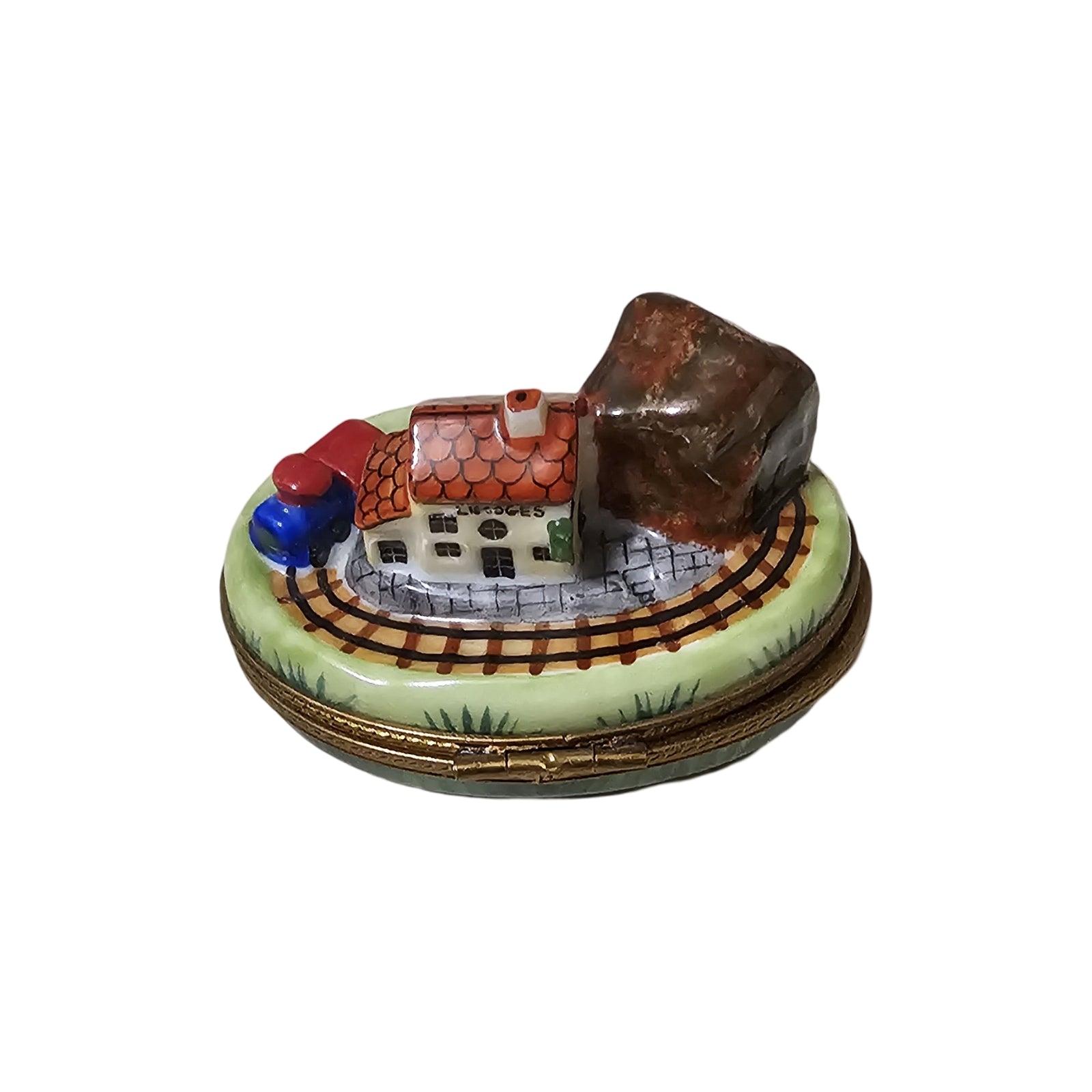 Train Through Tunnel Limoges Box Porcelain Limoges Vehicle train moving French Trinket Box