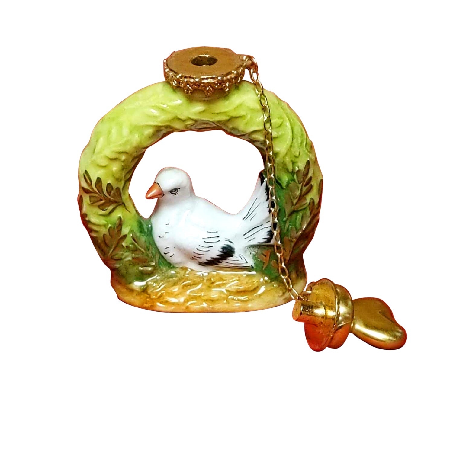 Dove in Wreath Limoges Box with Perfume Bottles