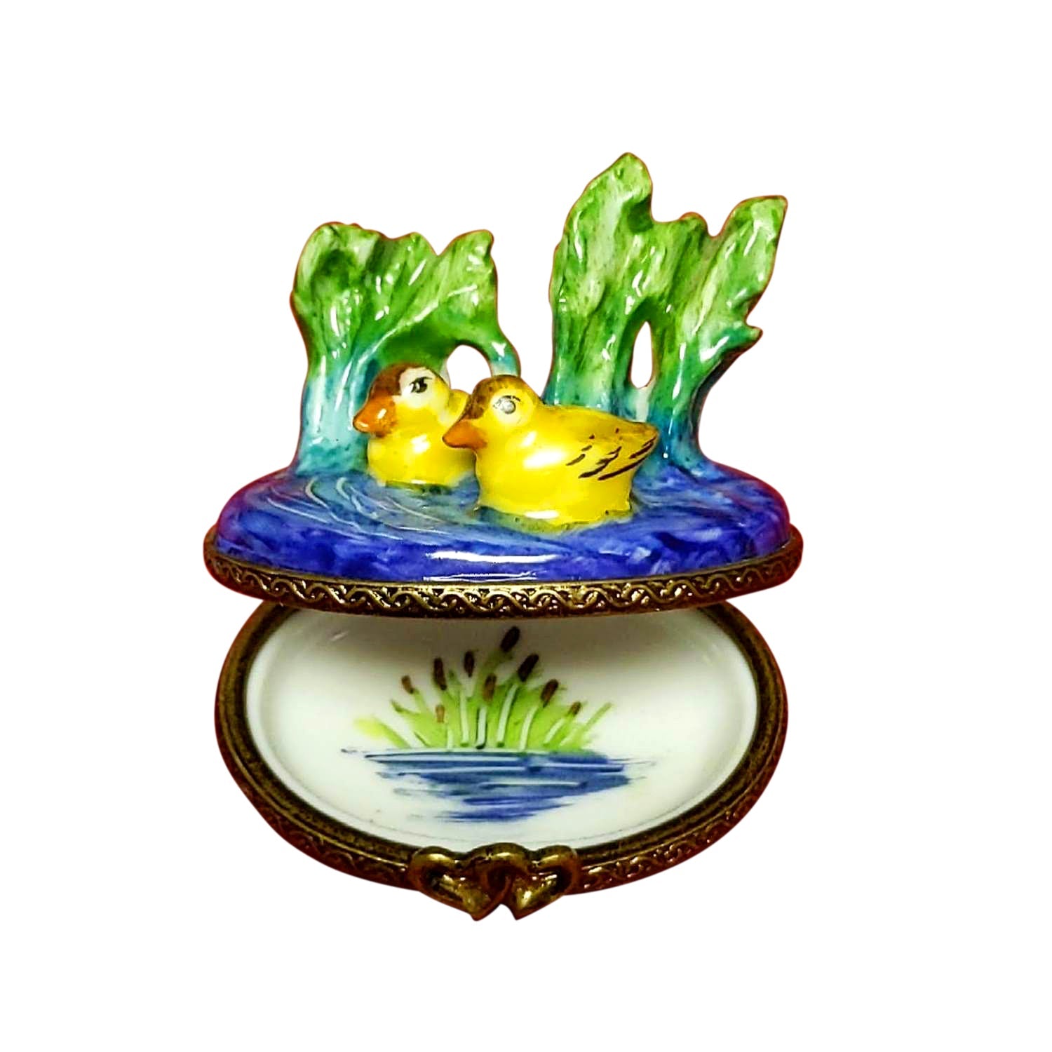 Yellow Ducks on the Pond Limoges Box