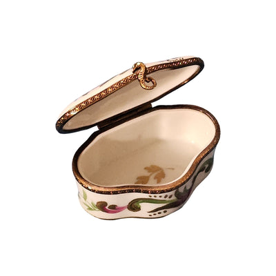 Scalloped Limoges Box with Flowers Porcelain Limoges traditional French Trinket Box