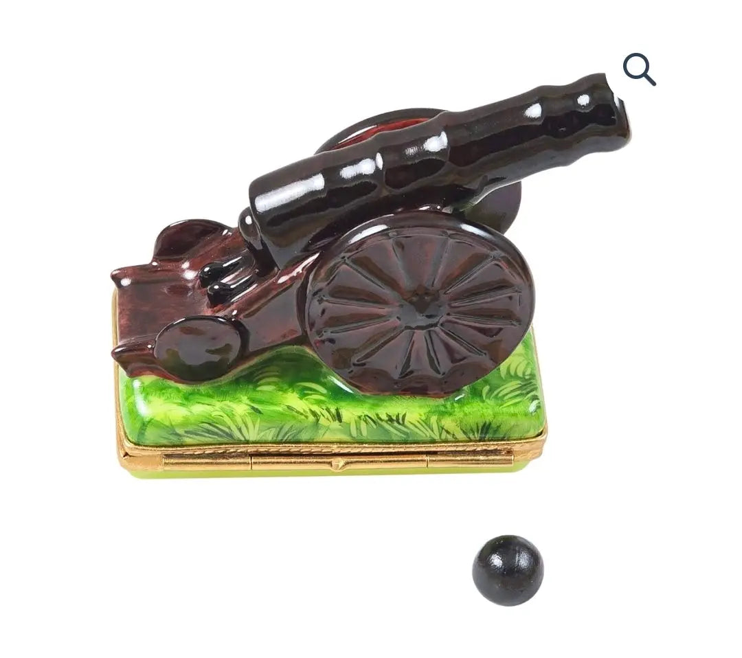 Cannon w Removable Cannon Ball - Limoges Box