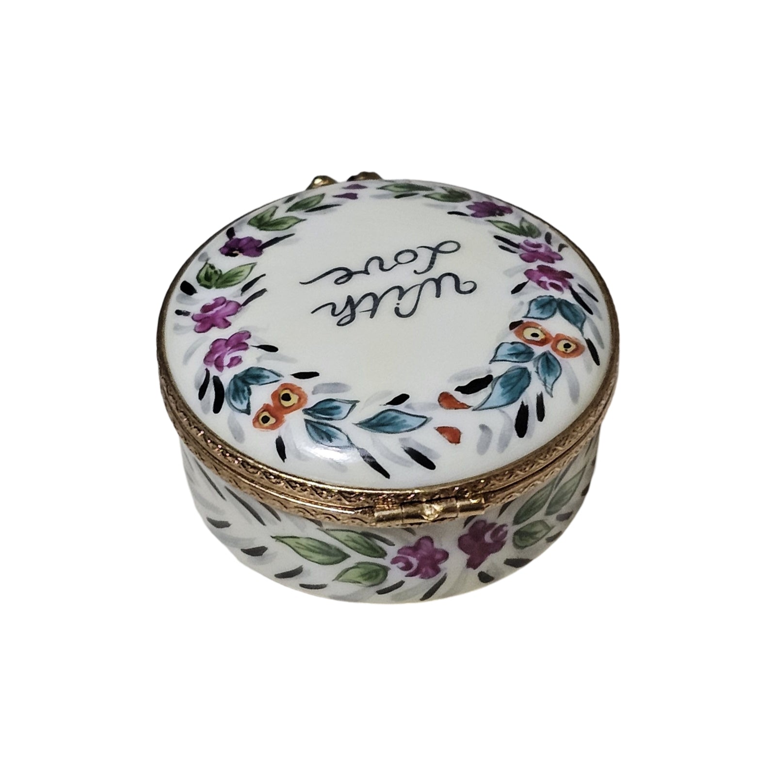 With Love Floral Limoges Box Porcelain Limoges traditional French Trinket Box