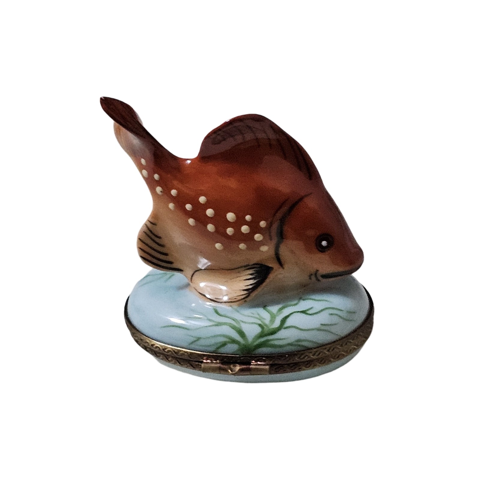 Orange Tropical Fish Limoges Box Porcelain Limoges Ocean beach fish French Trinket Box