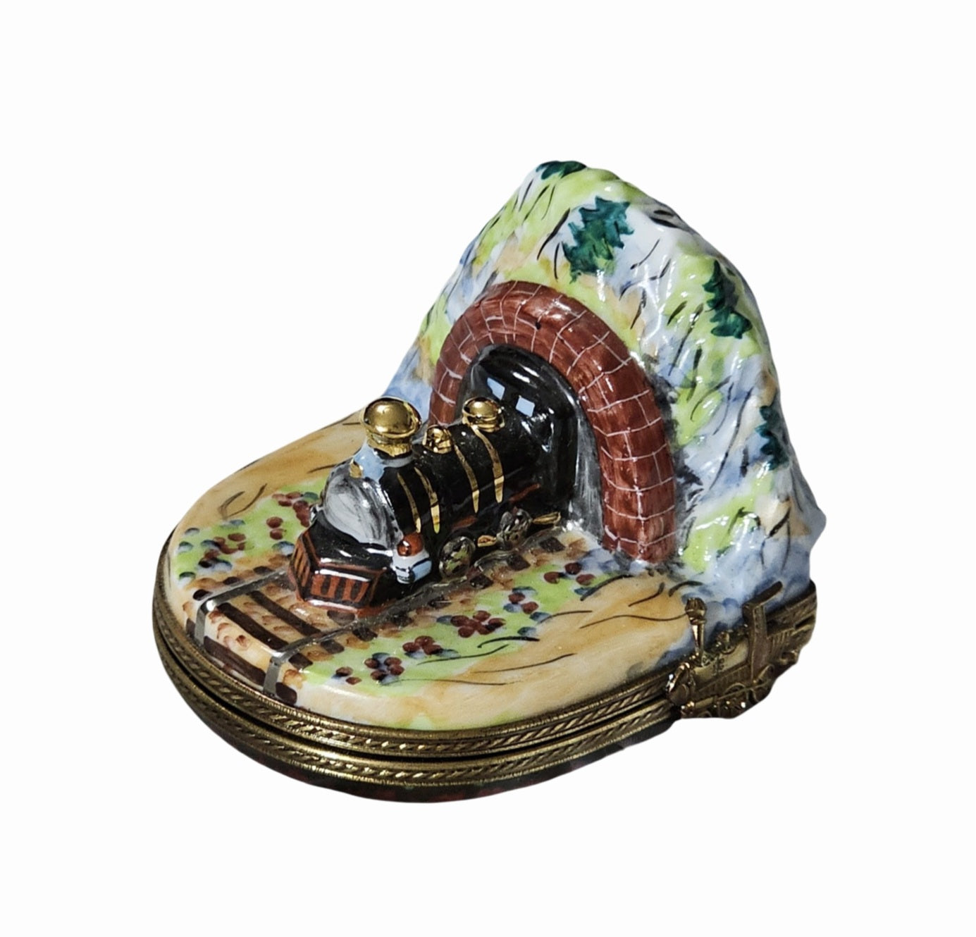 Train in Tunnel Limoges Box Porcelain Limoges train French Trinket Box