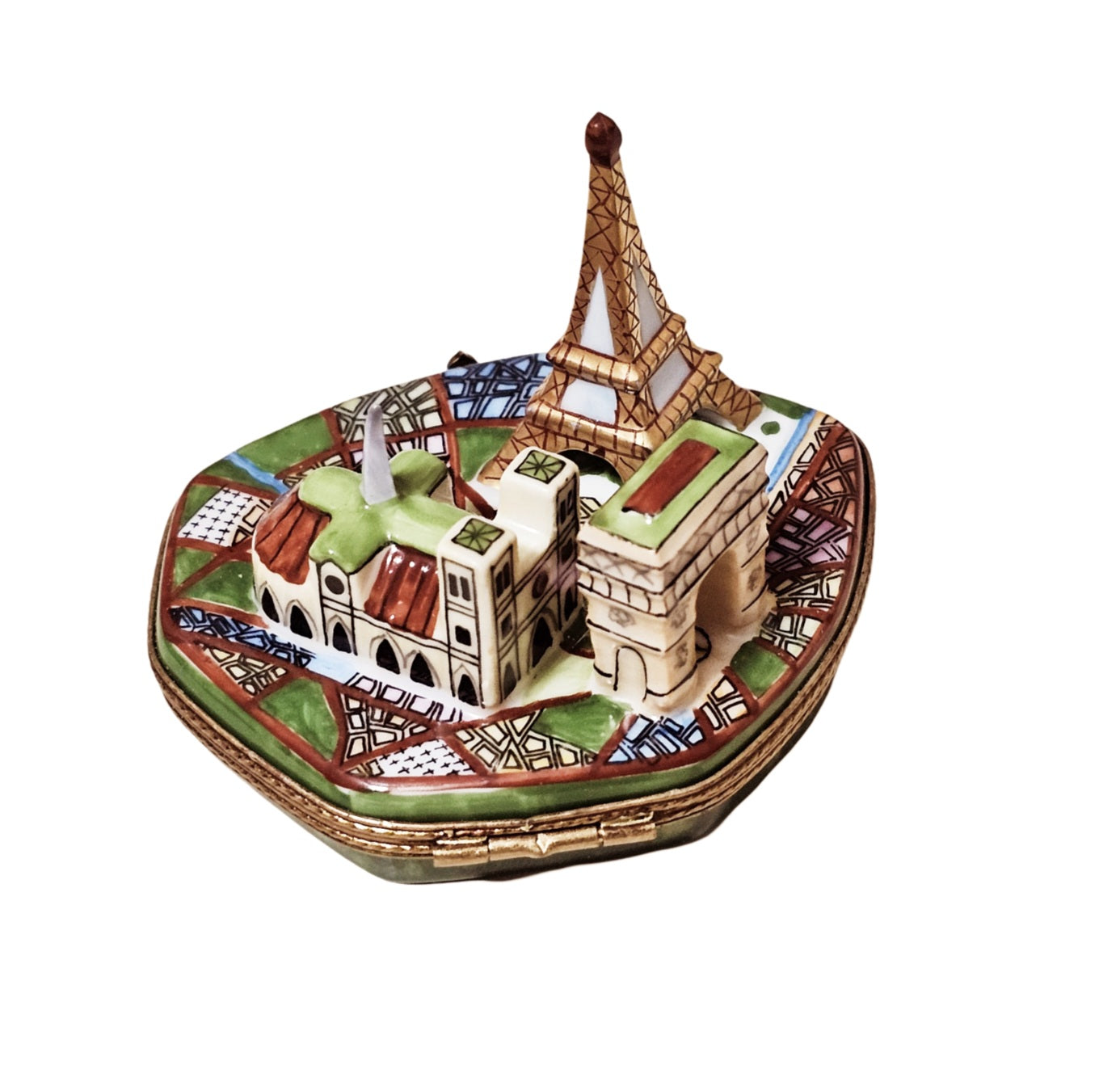 Map of Paris Limoges Box Porcelain Limoges France monument paris French Trinket Box
