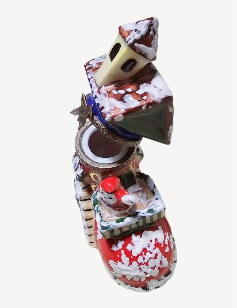 Santa's Workshop Boot Delight Porcelain Limoges Santa christmas French Trinket Box