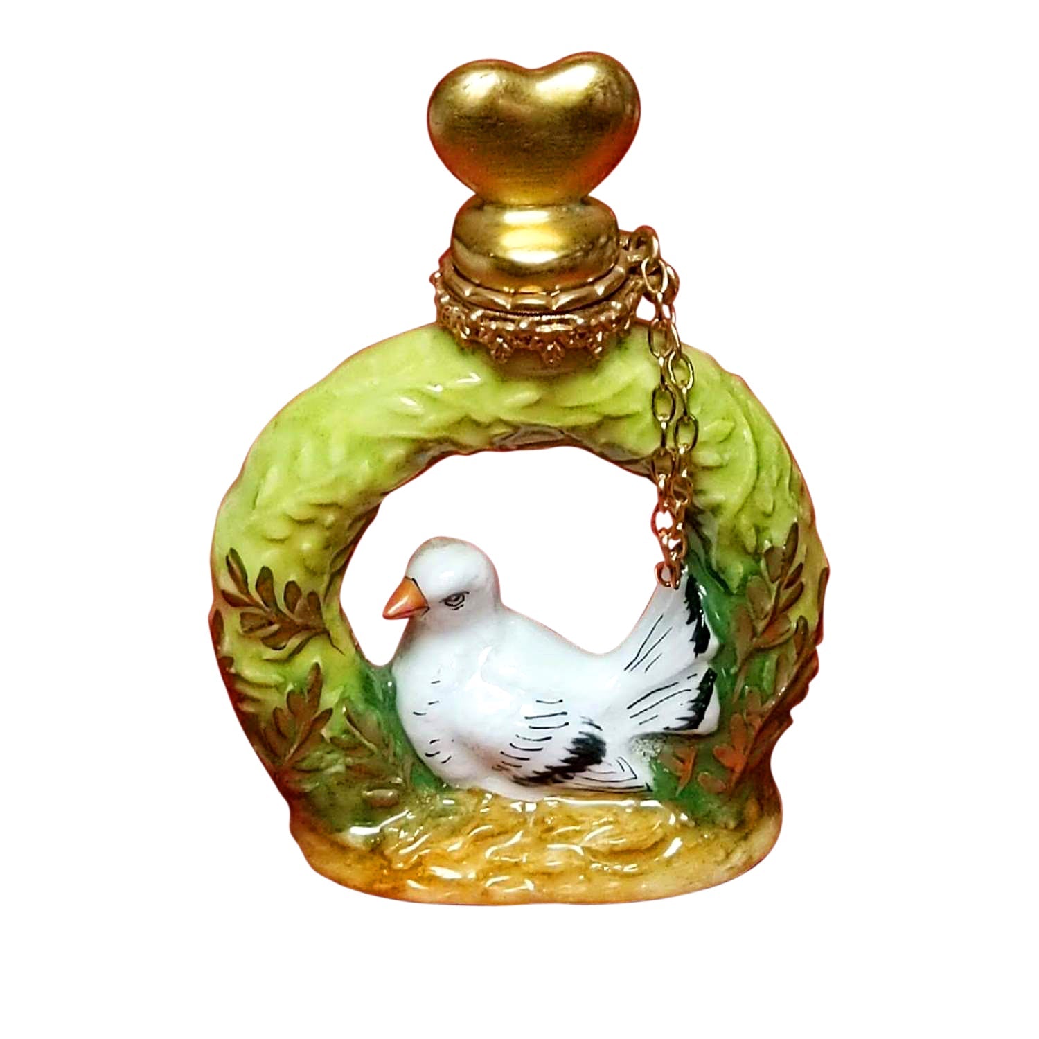 Dove in Wreath Limoges Box with Perfume Bottles