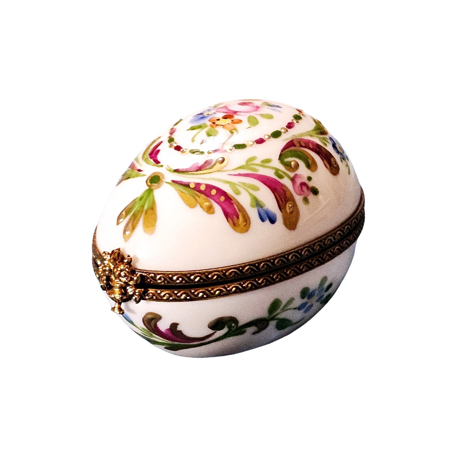 Floral Elegance Limoges Box Porcelain Limoges Egg French Trinket Box
