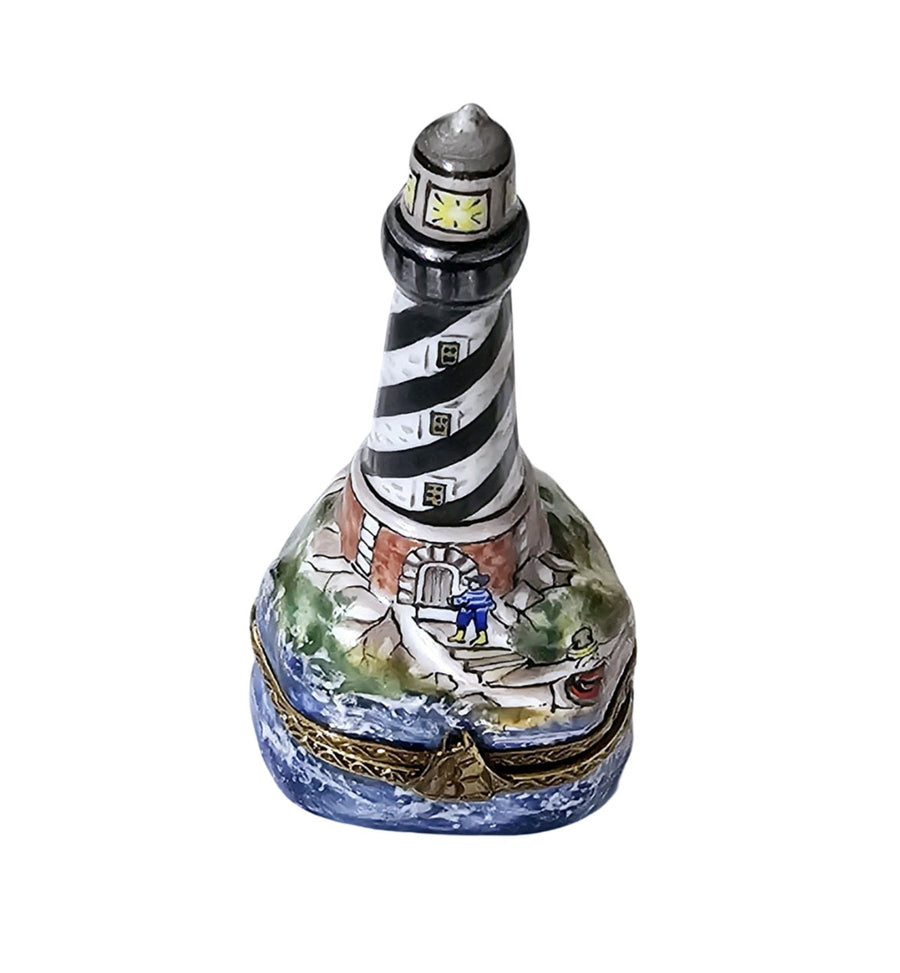 Lighthouse Coastal Charm Keepsake Porcelain Limoges travel beach French Trinket Box