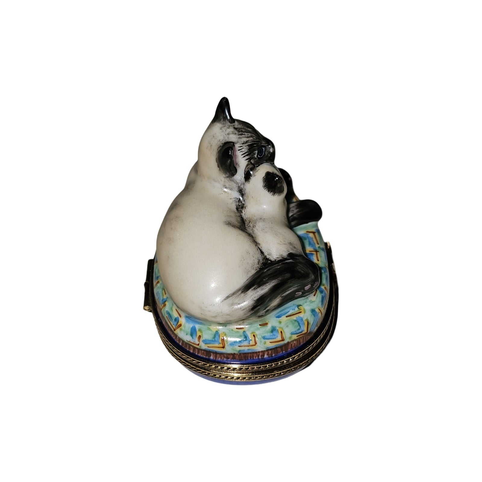Siamese Cat and Kitten Delight Porcelain Limoges Cat French Trinket Box