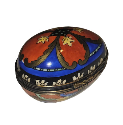 Snazzy Orange Blue Egg Horizon Limoges Box | Limoges Box