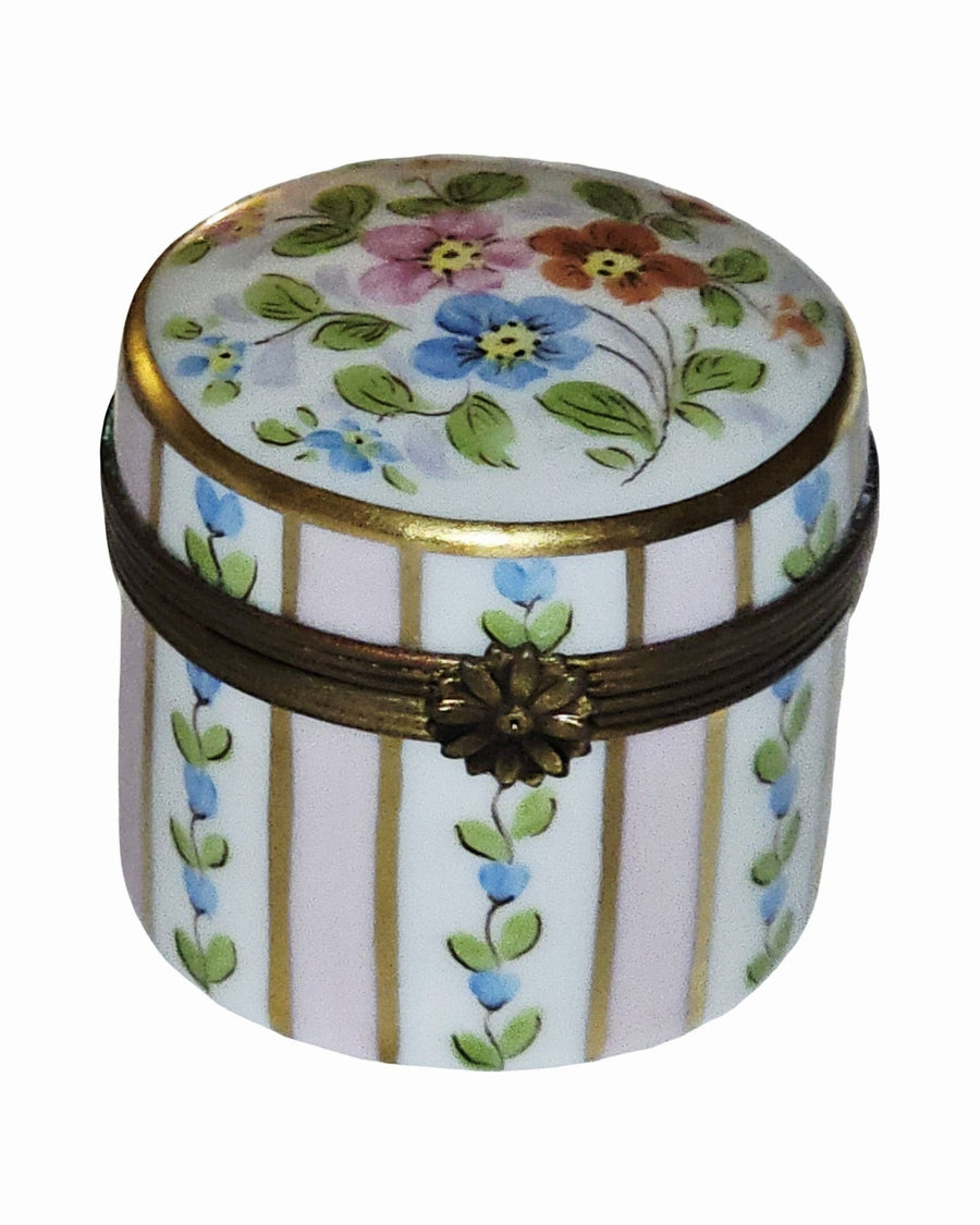 Tall Pink Striped Round Floral