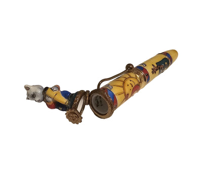 Well Detailed Yellow Cat Fountain Pen Rare Authentic Limoges Box
