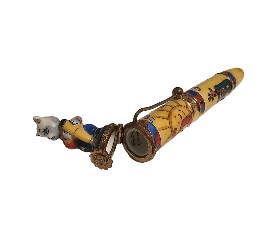 Well Detailed Yellow Cat Fountain Pen Rare Authentic Limoges Box