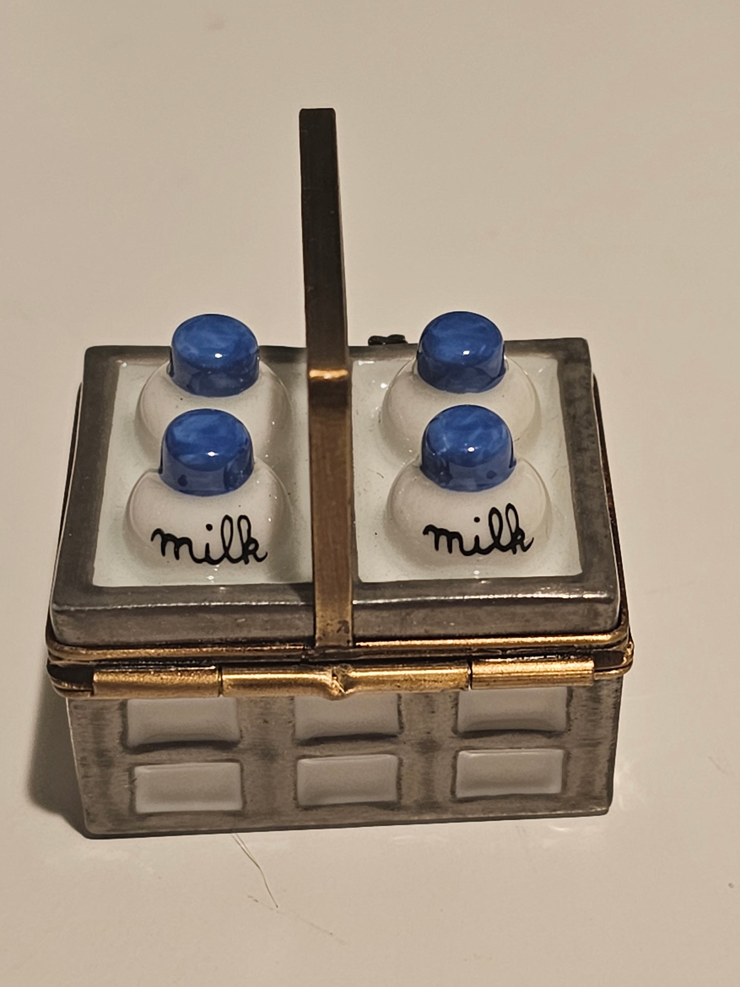 Bottles of Milk Blue Lid Limoges Box Figurine