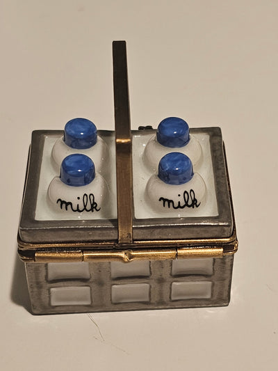 Bottles of Milk Blue Lid Limoges Box Figurine