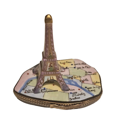 Eiffel Tower on Map France Limoges Box Authentic Limoges Box