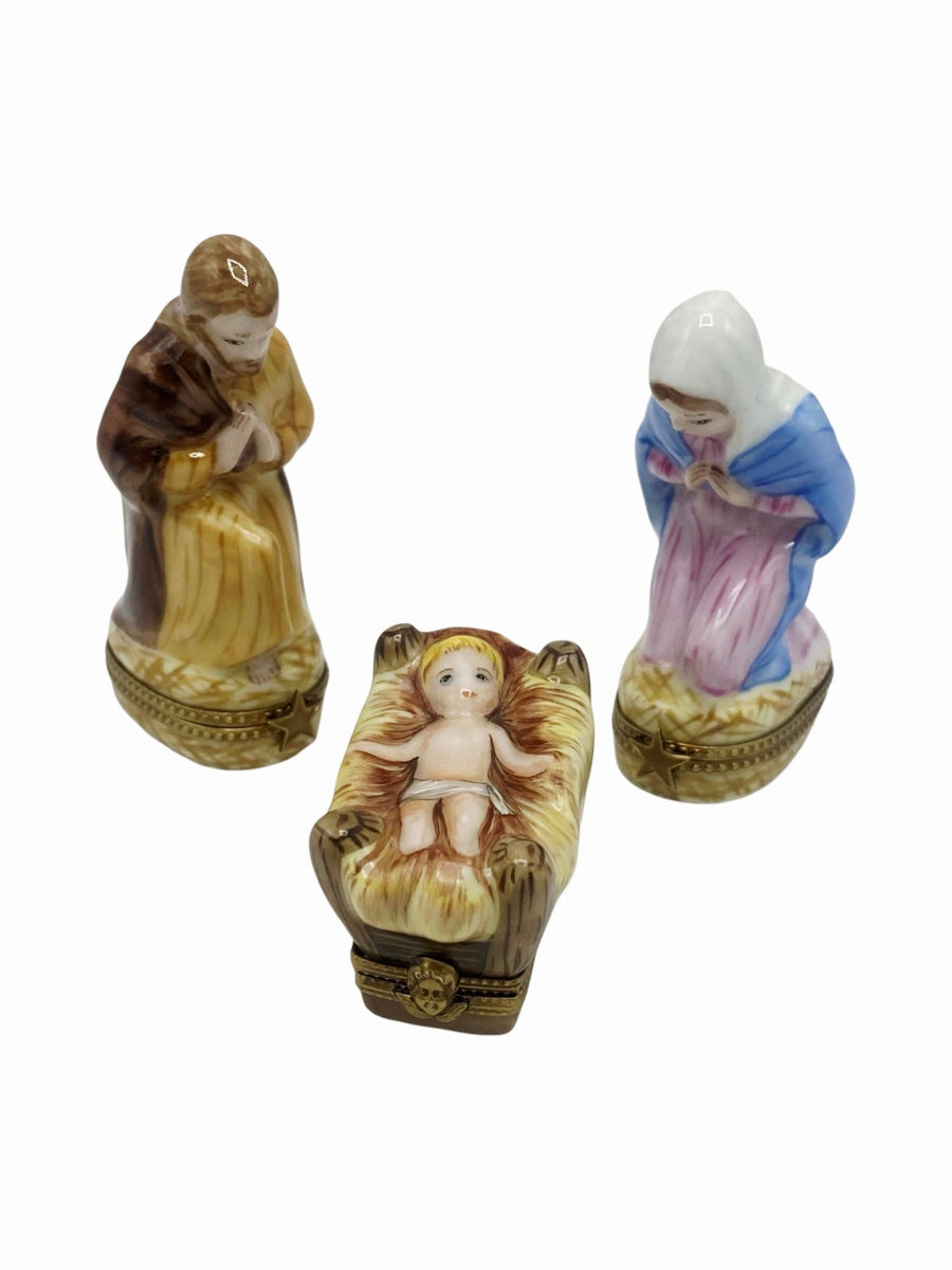 Nativity Set Jesus Mary Joseph 3 Limoges Boxes