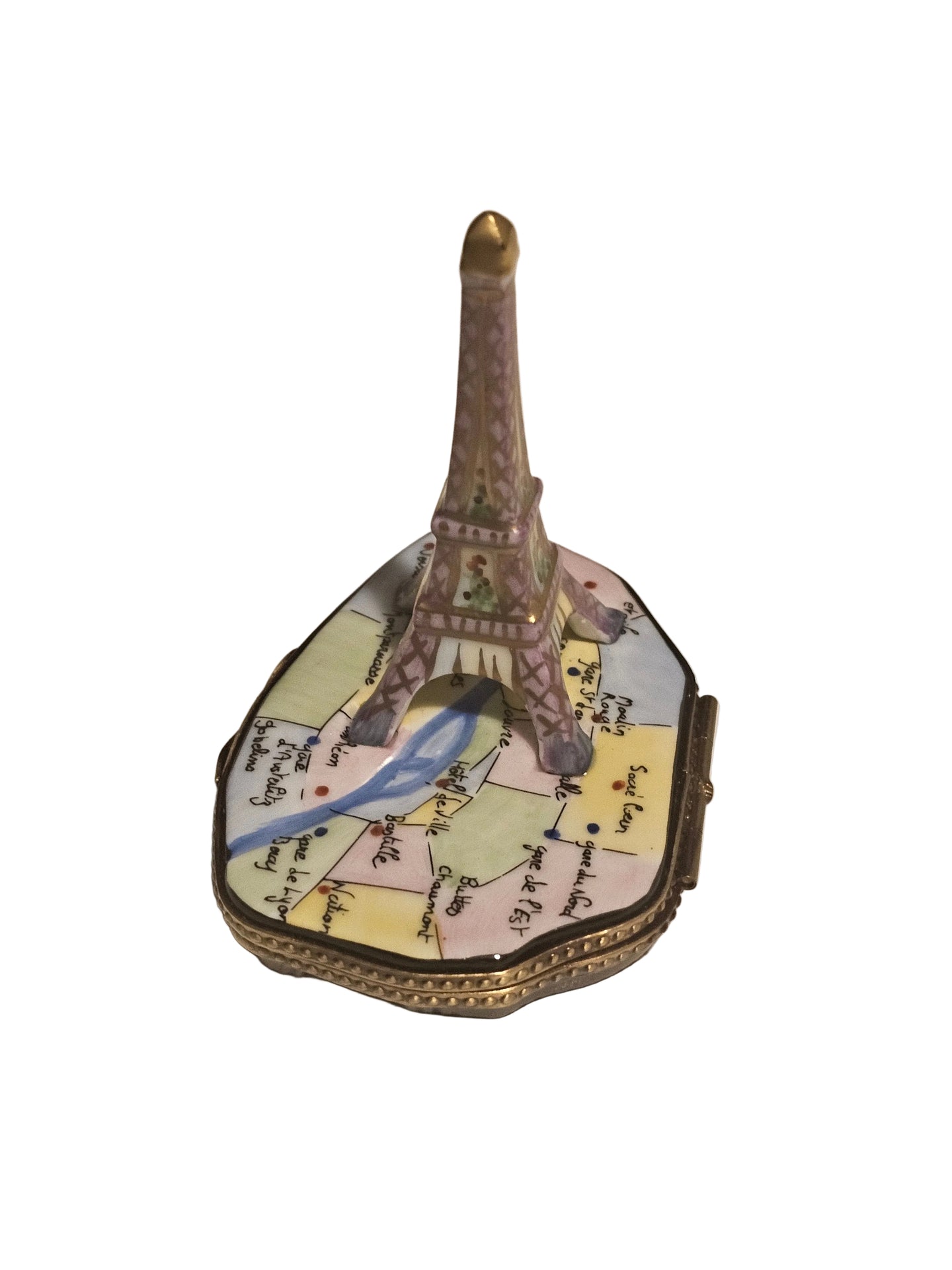 Eiffel Tower on Map France Limoges Box Authentic Limoges Box